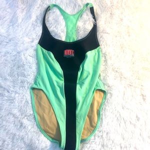 Vintage Cole Jrs neon Racerback one piece swimsuit